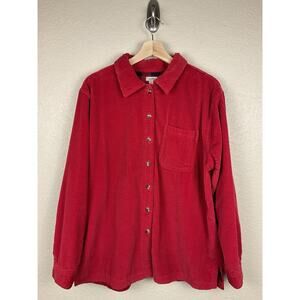 LL Bean 100% Cotton Large Wide Wale Button Up Shacket Shirt Jacket Corduroy